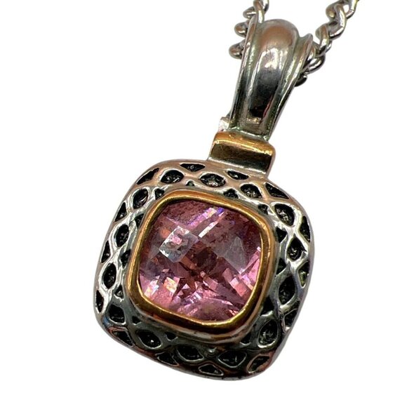 Vintage Silver & Crystal Beaded Bracelet With Pink Stone Pendant Necklace Set. - Picture 4 of 16